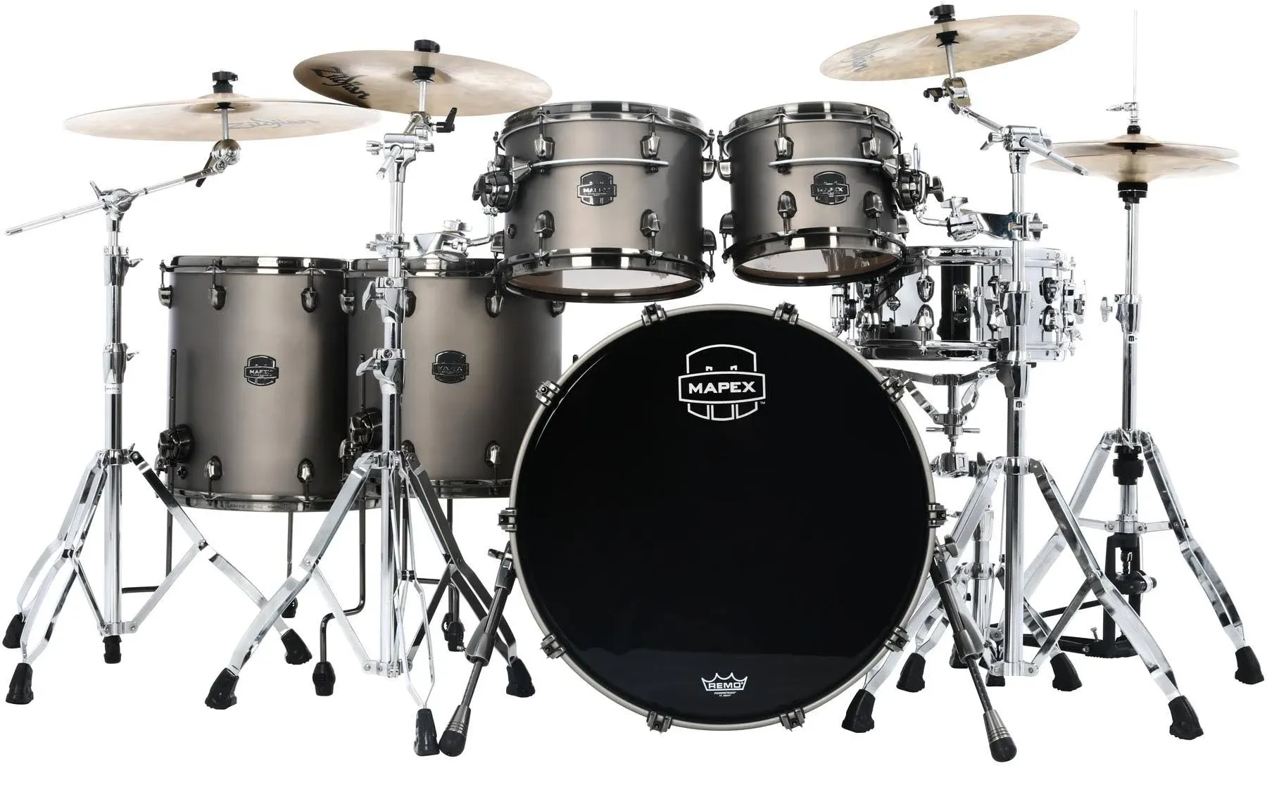 Mapex Saturn Evolution Workhorse 5-Piece Shell Pack - Maple & Walnut - Gun Metal Grey