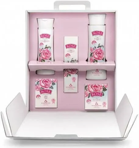 Rose Bulgarian 5 Piece Gift Set with Bulgarian Natural Soap, Body Wash, Hand Cream, Day Face Cream, Micellar Water