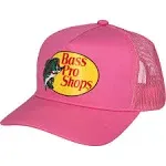 Bass Pro Shops Pink Printed Logo Trucker Mesh Hat Cap Snapback Closure NEW