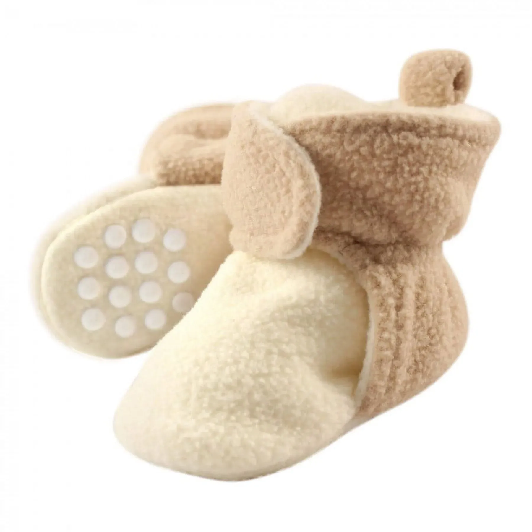 Luvable Friends Cozy Fleece Booties Cream Tan / 6-12 Months