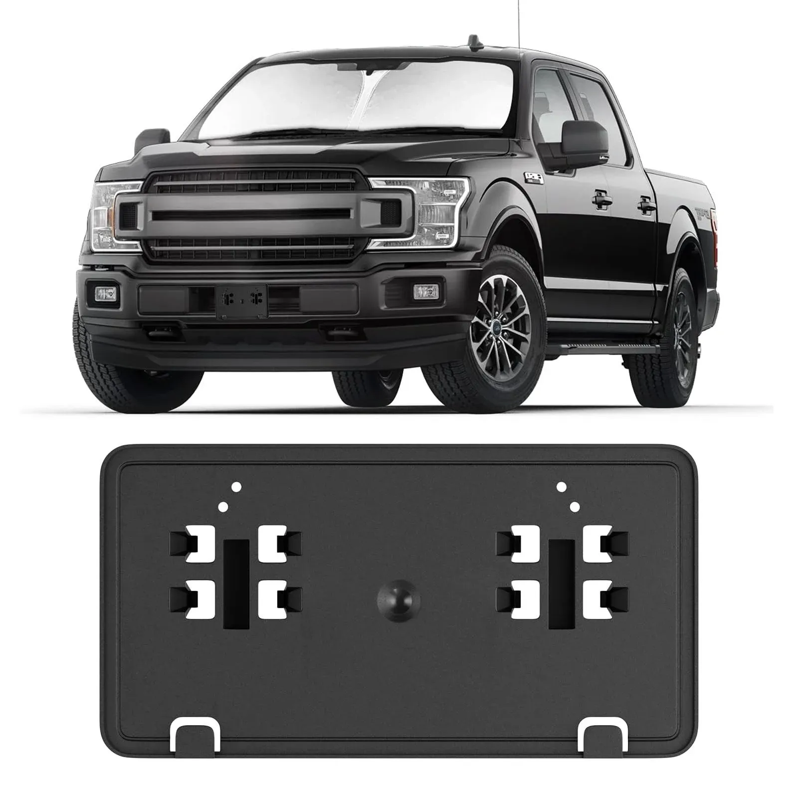 Replace for Ford 2018 2019 2020 F150 Front License Plate Bracket Frame Holder, JL3Z17A385BA Accessories F150 Bumper License Plate Mount Black (2018-2020(2.7L 3.0L 3.5L))