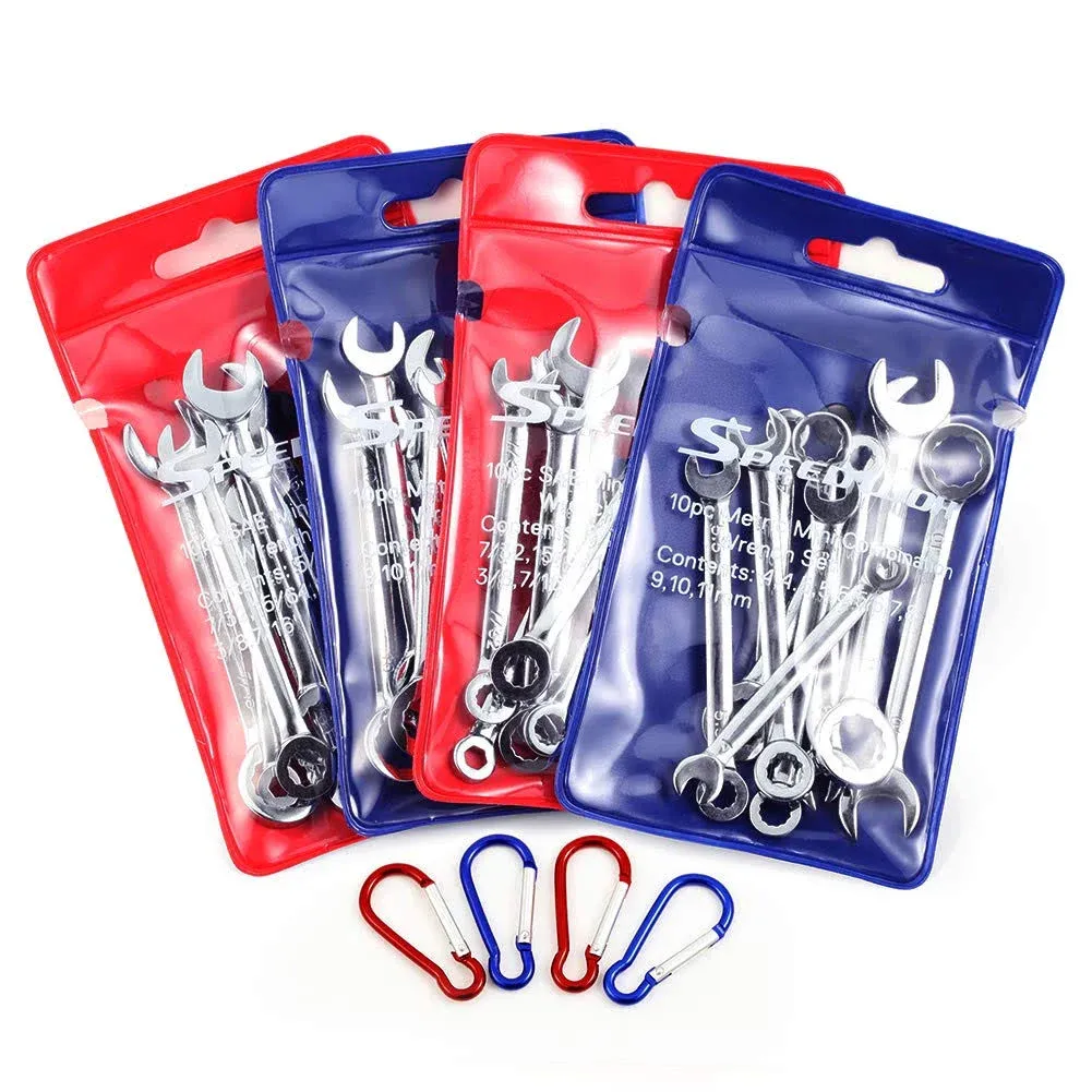 SPEEDWOX Mini Handle Wrench Set Metric SAE Ignition Wrench Set Open End and Box ...