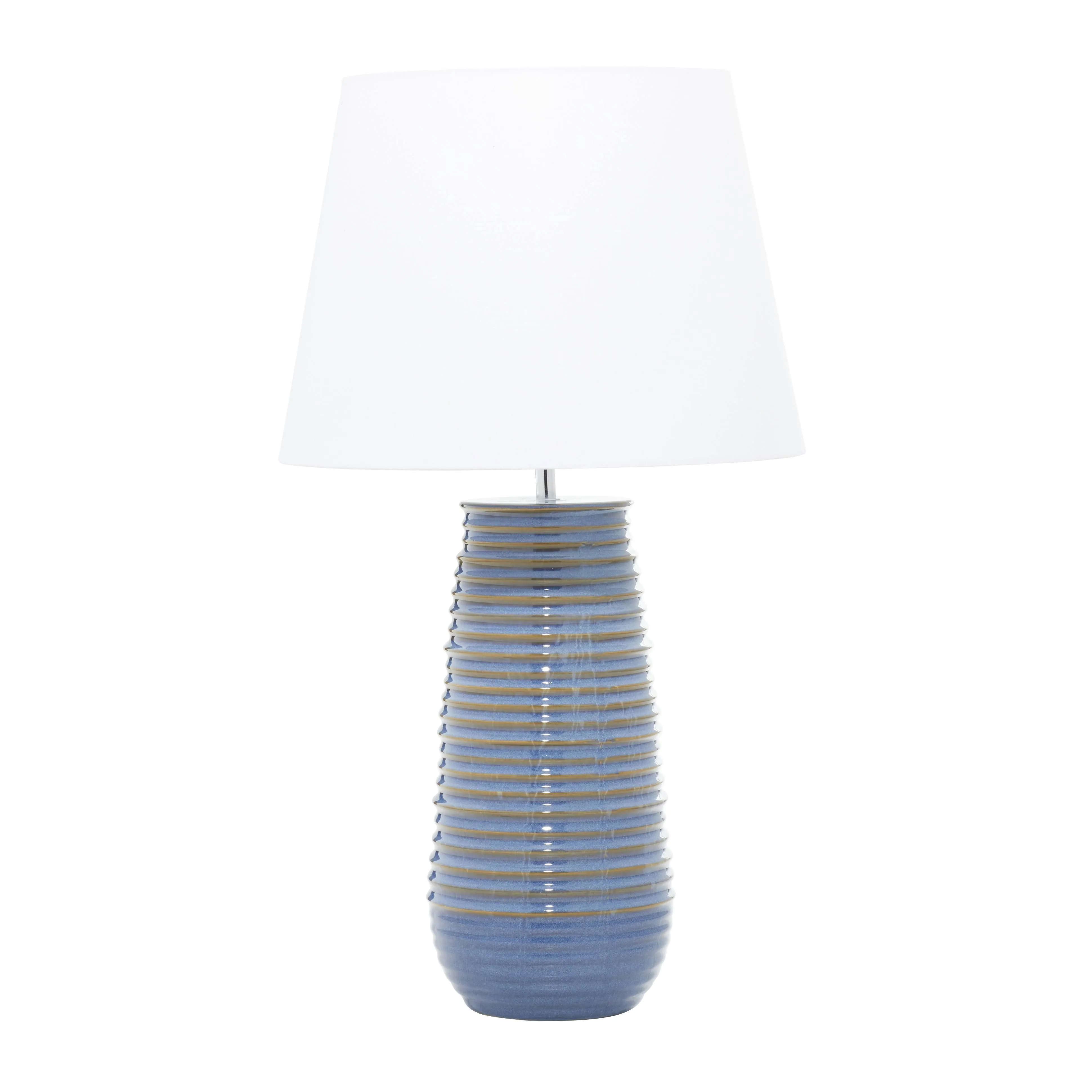 27.5" Ribbed Textured Ceramic Table Lamp - Light Blue