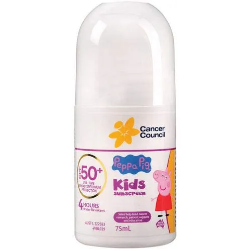 3 PACK OF Cancer Council Peppa Pig Kids Sunscreen SPF50+ Roll On 75ml