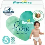 Pampers Pure Protection Diapers - Size 5, 88 Count, Hypoallergenic Premium Disposable Baby Diapers