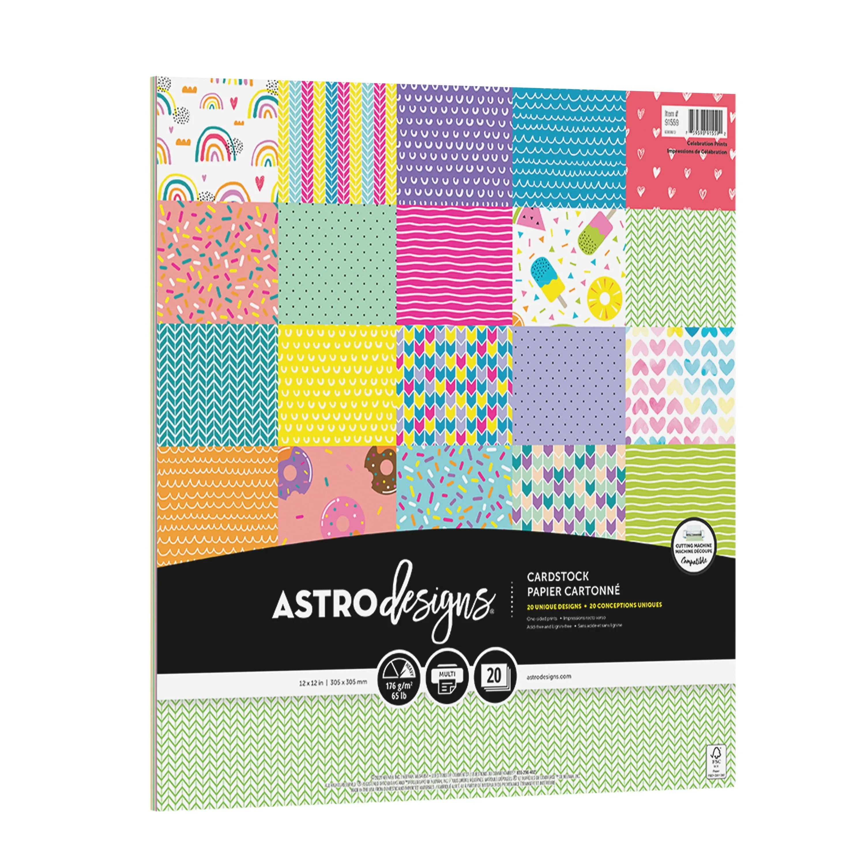 Astrodesigns Crafting Cardstock 12&#034; x 12&#034; 65 lb/176 gsm Celebrations Assortme...