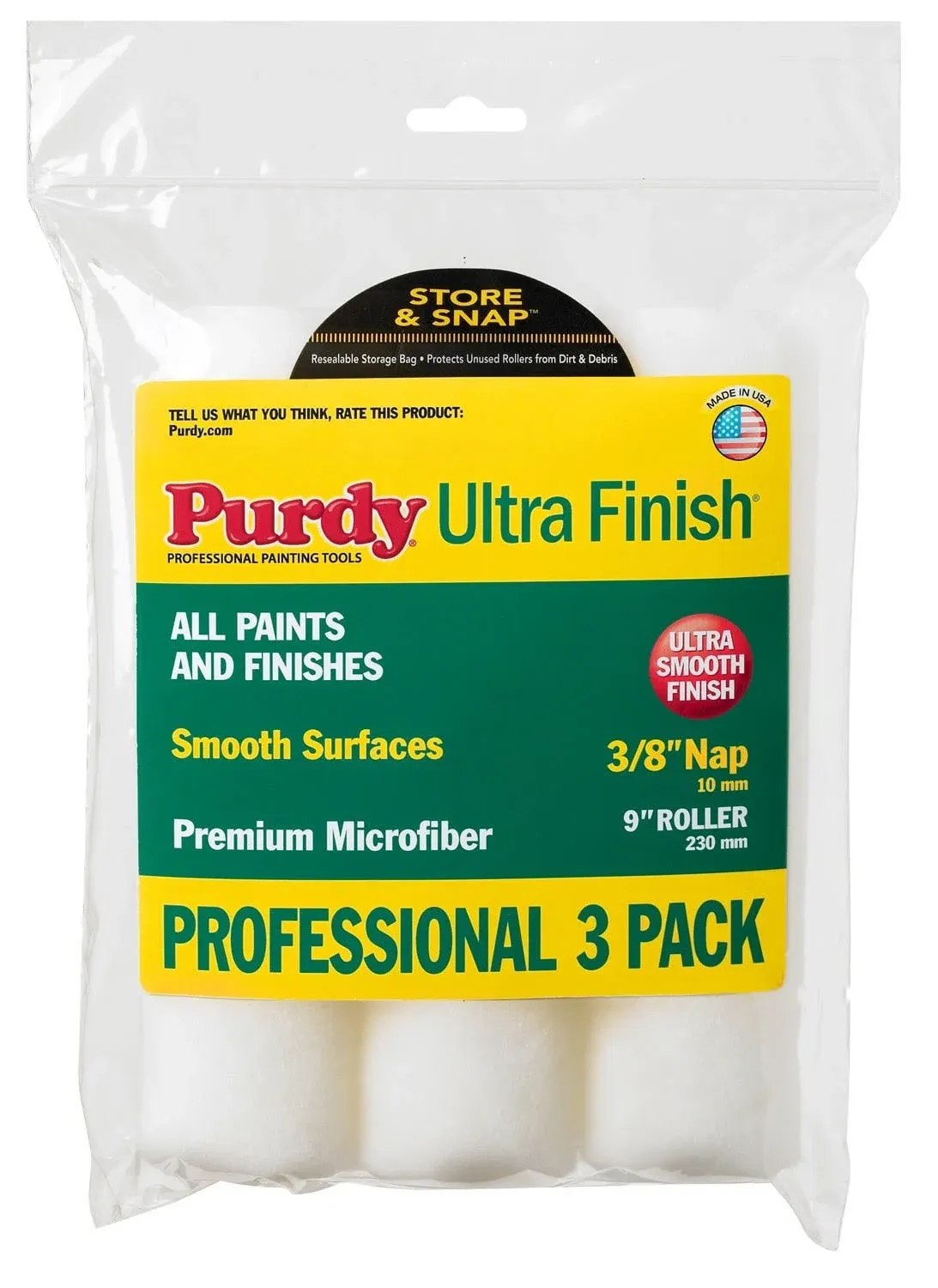 Purdy 14b878000 Ultra Finish Microfiber Roller Cover, 9" x 3/8"