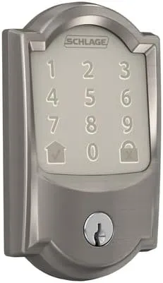 Schlage BE489WB GRW 619 Encode WiFi Deadbolt Smart Lock, Keyless Entry Touchscreen Door Lock with Greenwich Trim, Satin Nickel