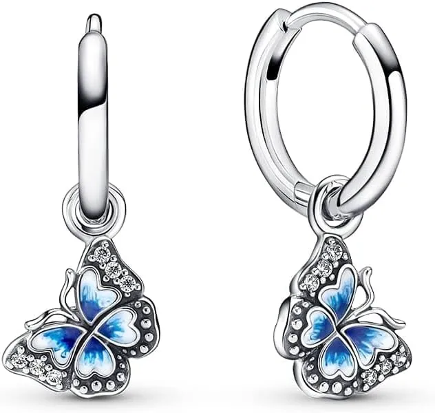 Pandora Blue Butterfly Hoop Earrings - 290778C01