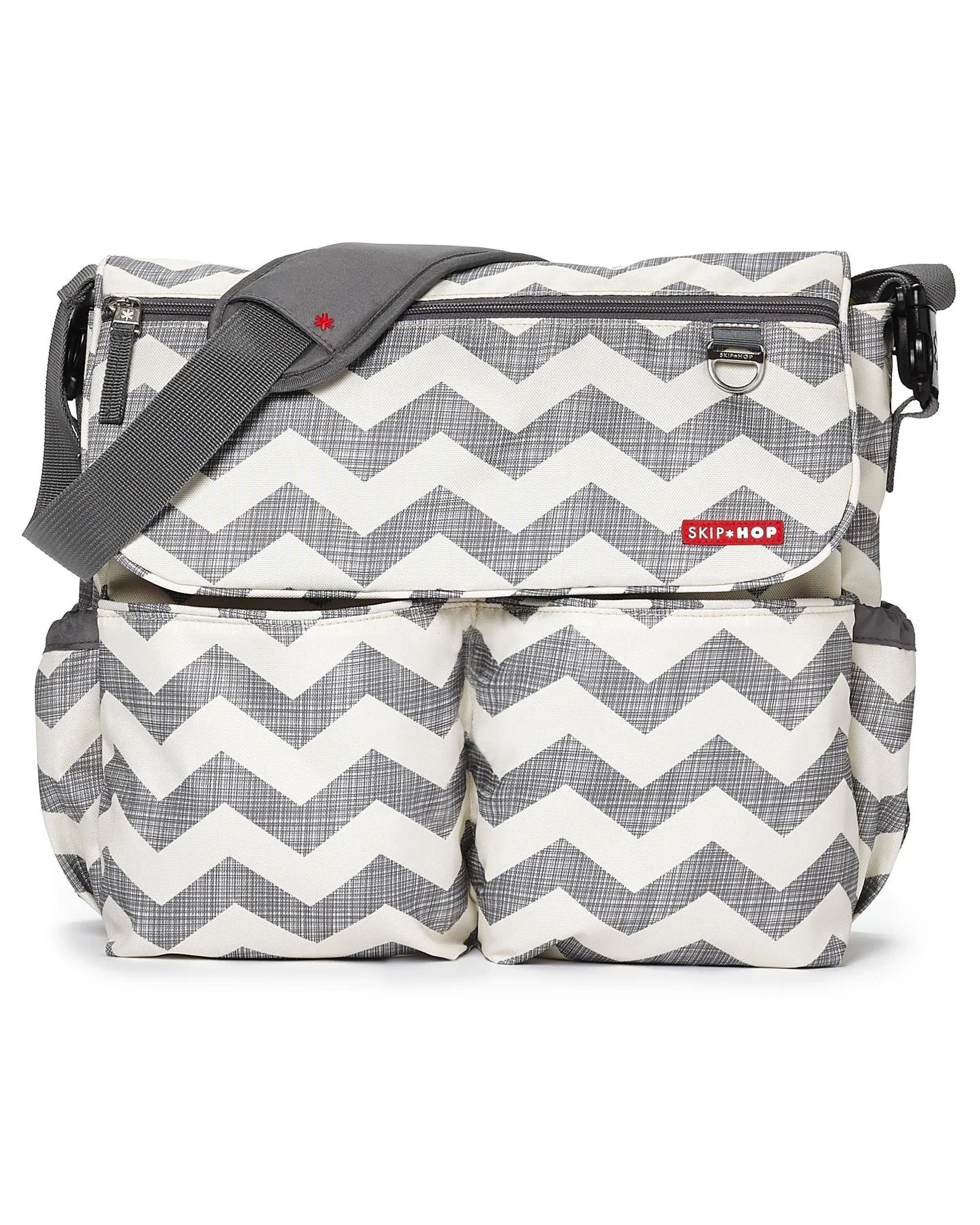 Large Skip Hop Diaper Bag White and Grey Chevron