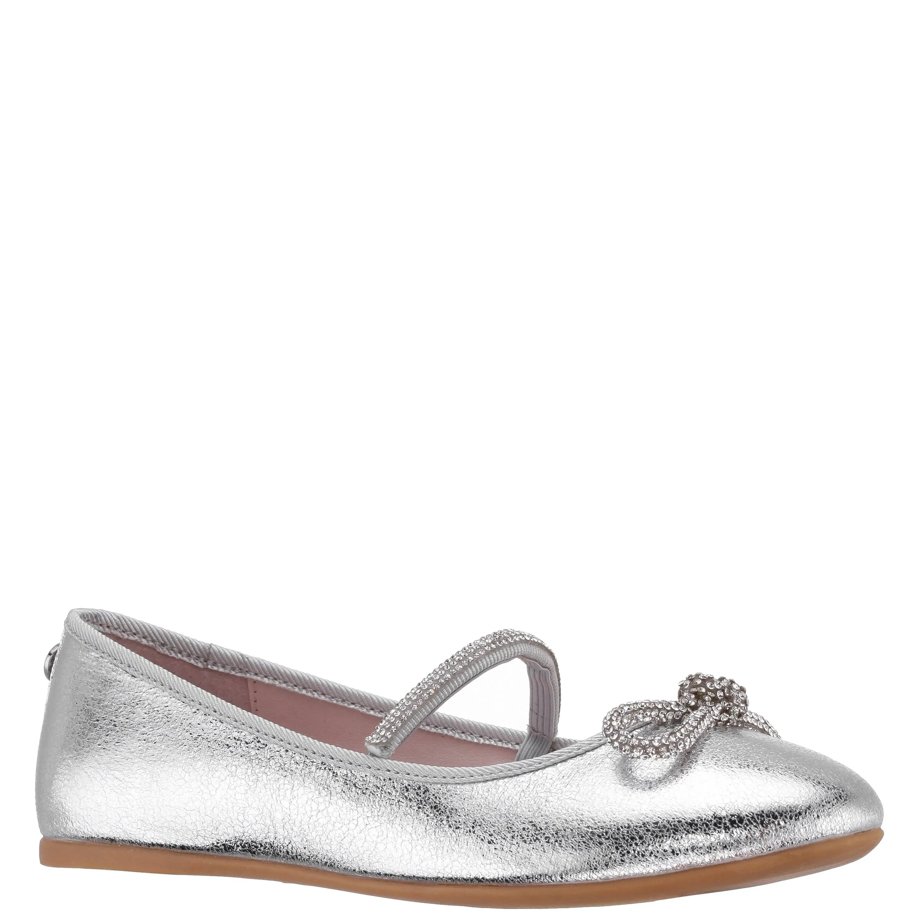 Shop Nina Wyny Rhinestone Bow Flat In Silver