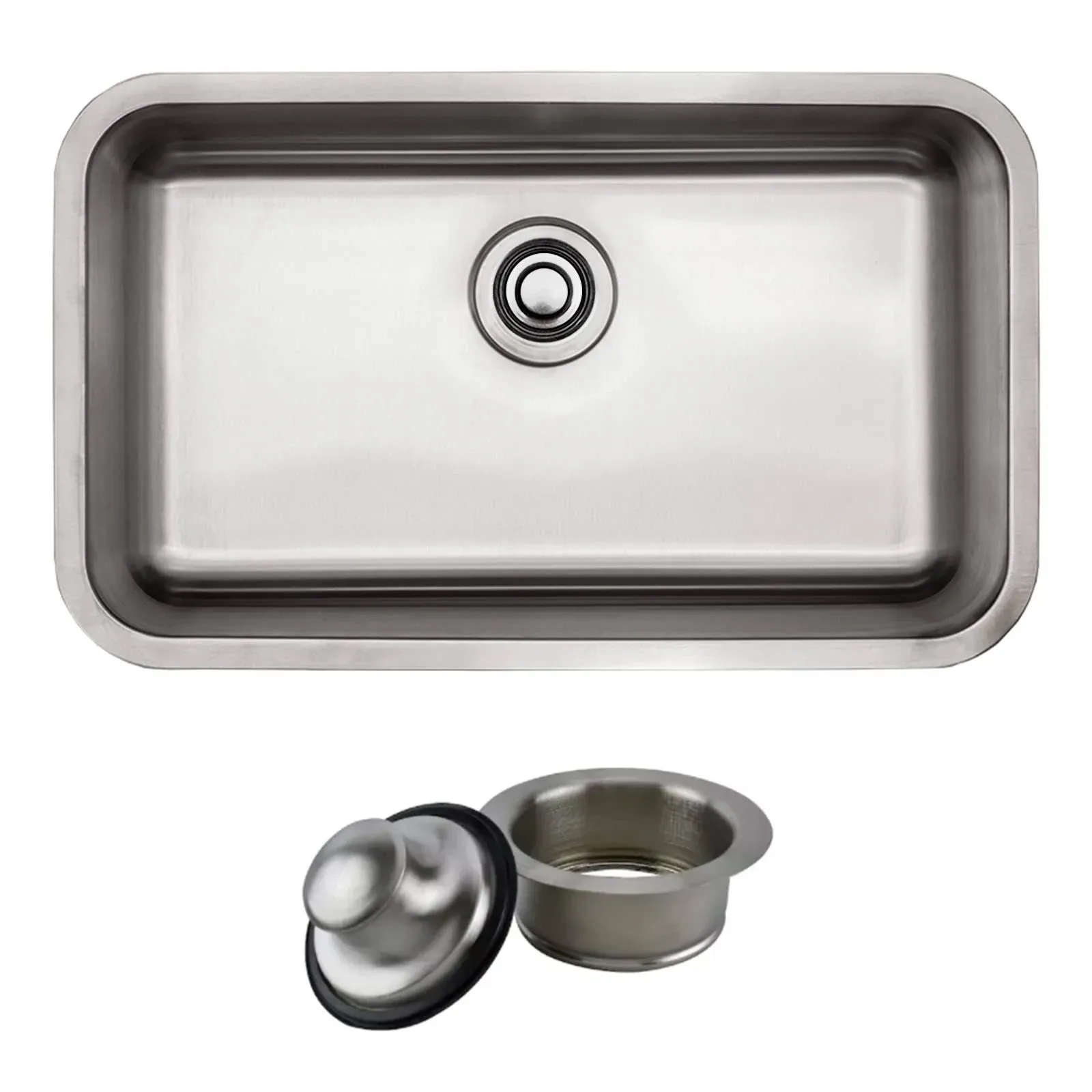 Strictly Sinks 29 Inch Undermount Kitchen Sink-Single Bowl Kitchen Sinks-18 Gauge Kitchen Sink-Ideal Sink for Kitchen with Single Disposal Flange (with Stopper) Only