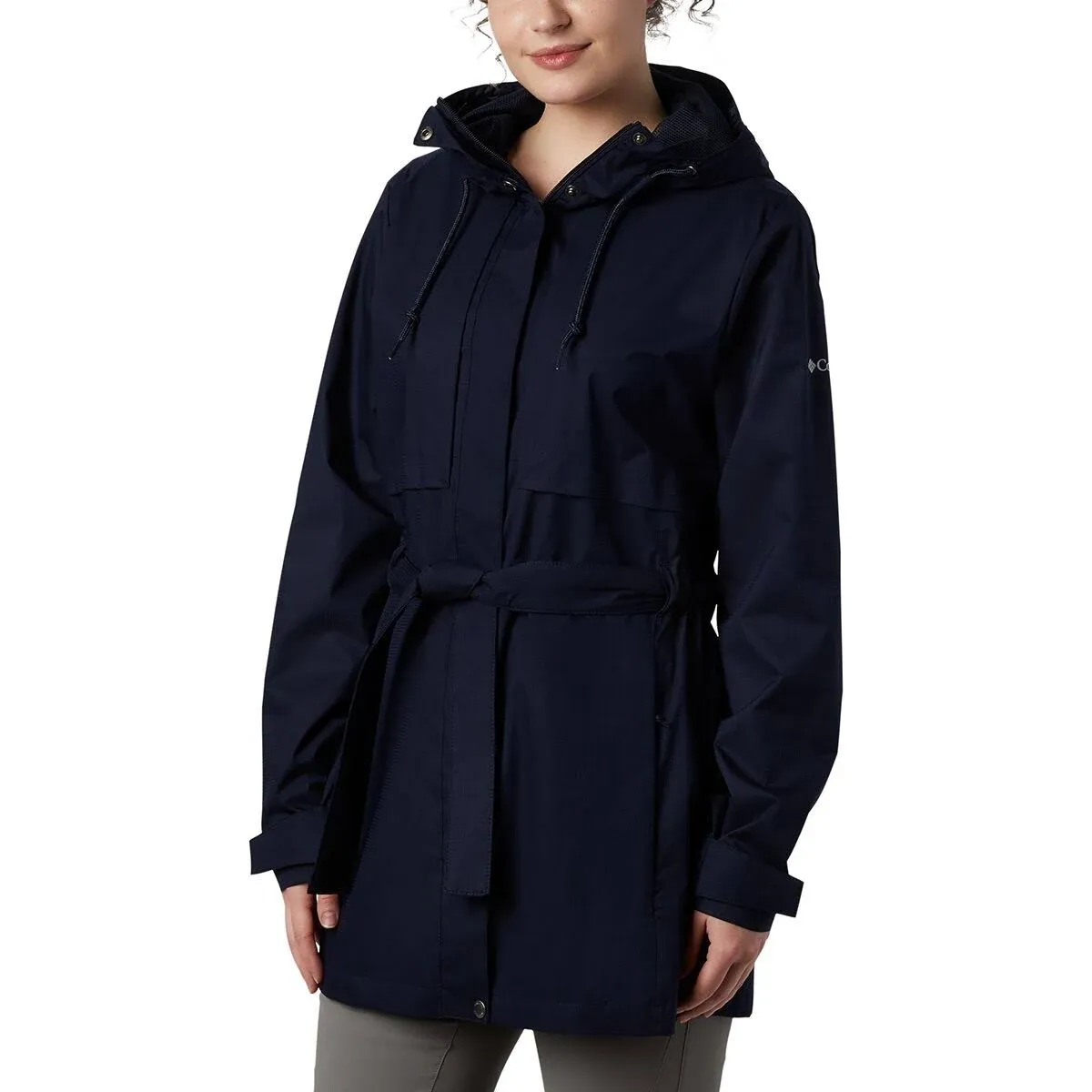 Columbia long hooded rain jacket