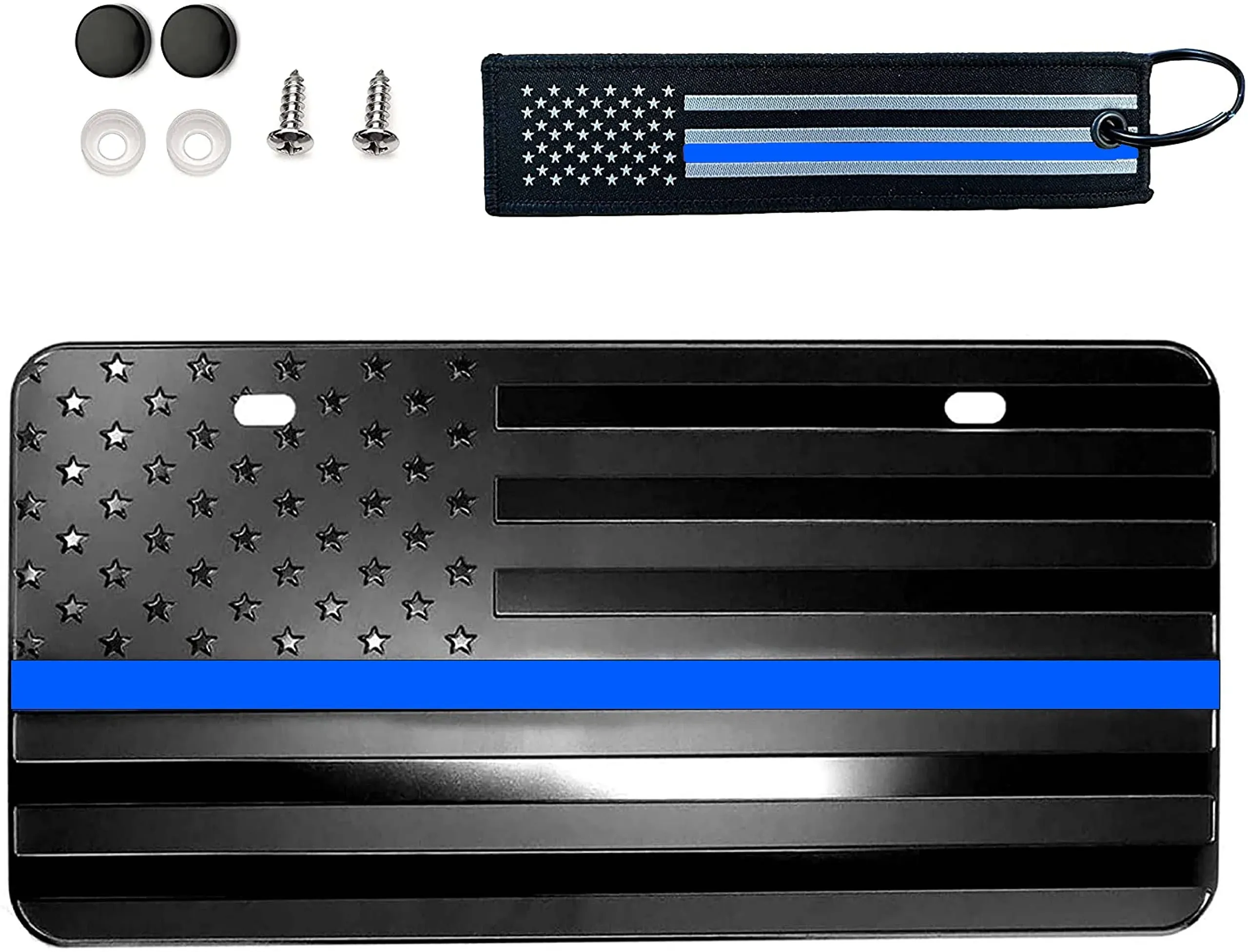 American Black USA Law Enforcement Police Support Honoring Embossed Flag Custom ...