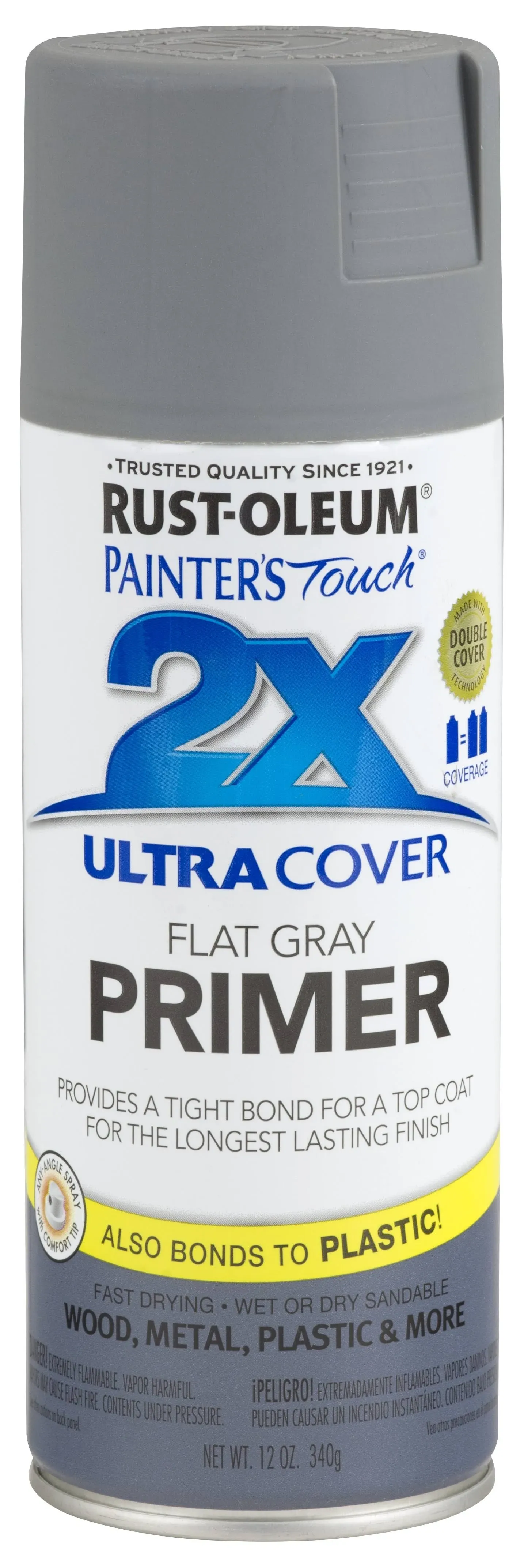 RUST-OLEUM PAINTER'S Touch 249088 Spray Primer, Flat, Gray, 12 oz, Aerosol Can