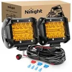 Nilight LED Light Bar 2PCS 60W 4 Inch Flood Spot Combo LED Work Light Pods Triple Row