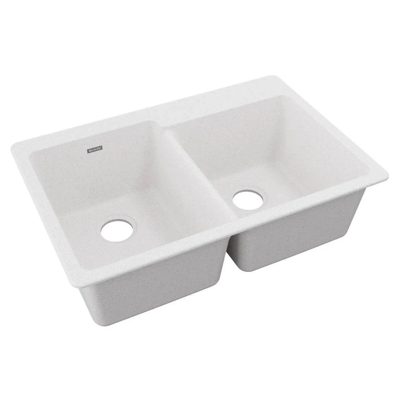 Elkay Quartz Classic ELG250RWH0 White Offset Double Bowl Top Mount Sink