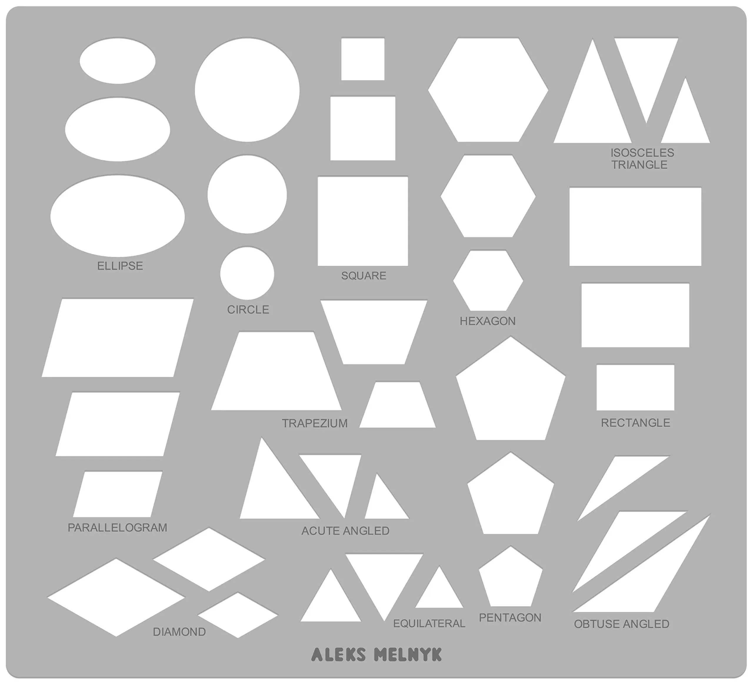 Aleks Melnyk #201 Metal Circle Template, Stencil, Ellipse, Oval, Triangle Master, Art Circle Tool, Isometric Drawing Template, Lapidary, Cabochons,