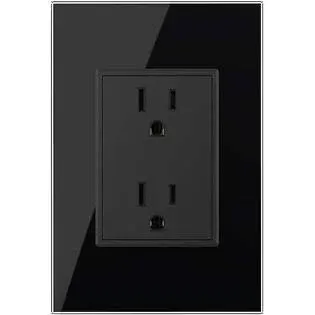 LIVOLO Black Duplex Receptacle 15A Standard Decorative Electrical Wall Outlet with Tempered Glass Panel,AC 110~220V, US Standard Wall Powerpoints Without Plug, VL-C5C2US-12