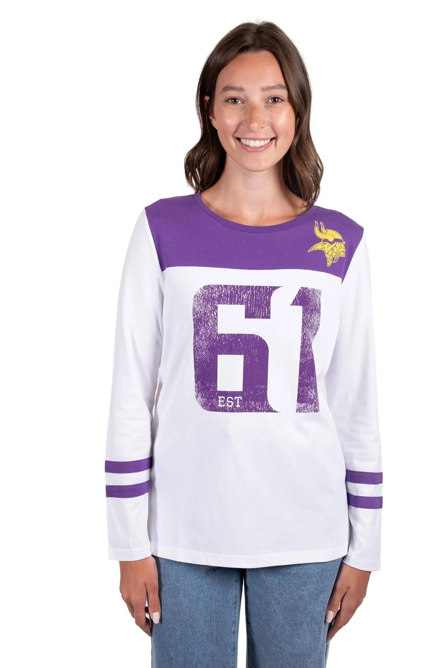 Ultra Game NFL Women's Super Soft Raglan Vintage Baseball T-Shirt