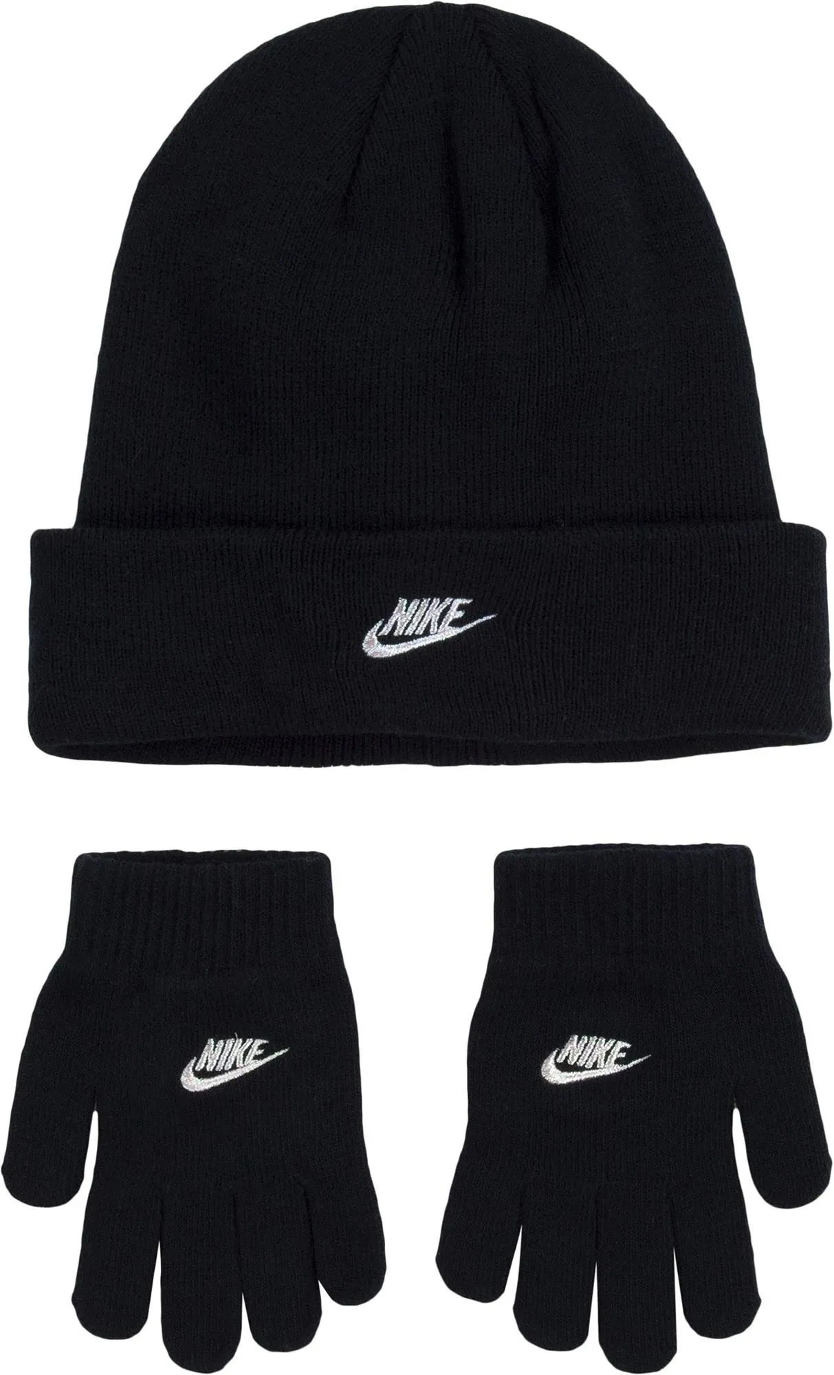 Nike Girls' Futura Beanie and Gloves Set, Black