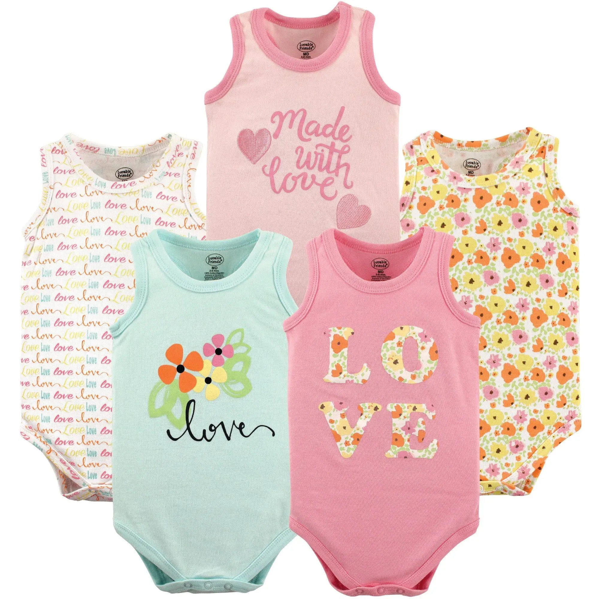 Luvable Friends Cotton Sleeveless Bodysuits Love / 18-24 Months