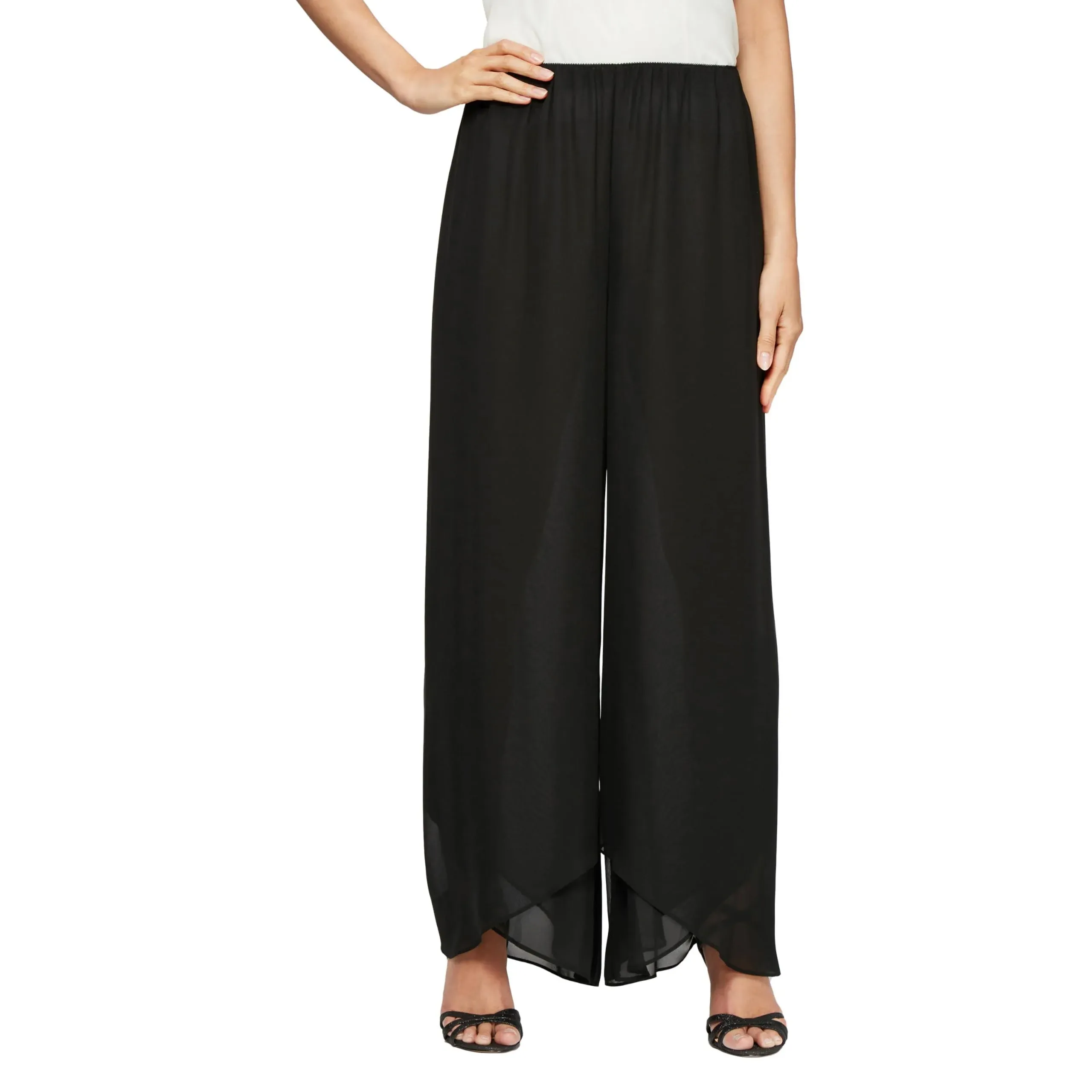 Alex Evenings Women's Wide-Leg Chiffon Pants - Black - Size S