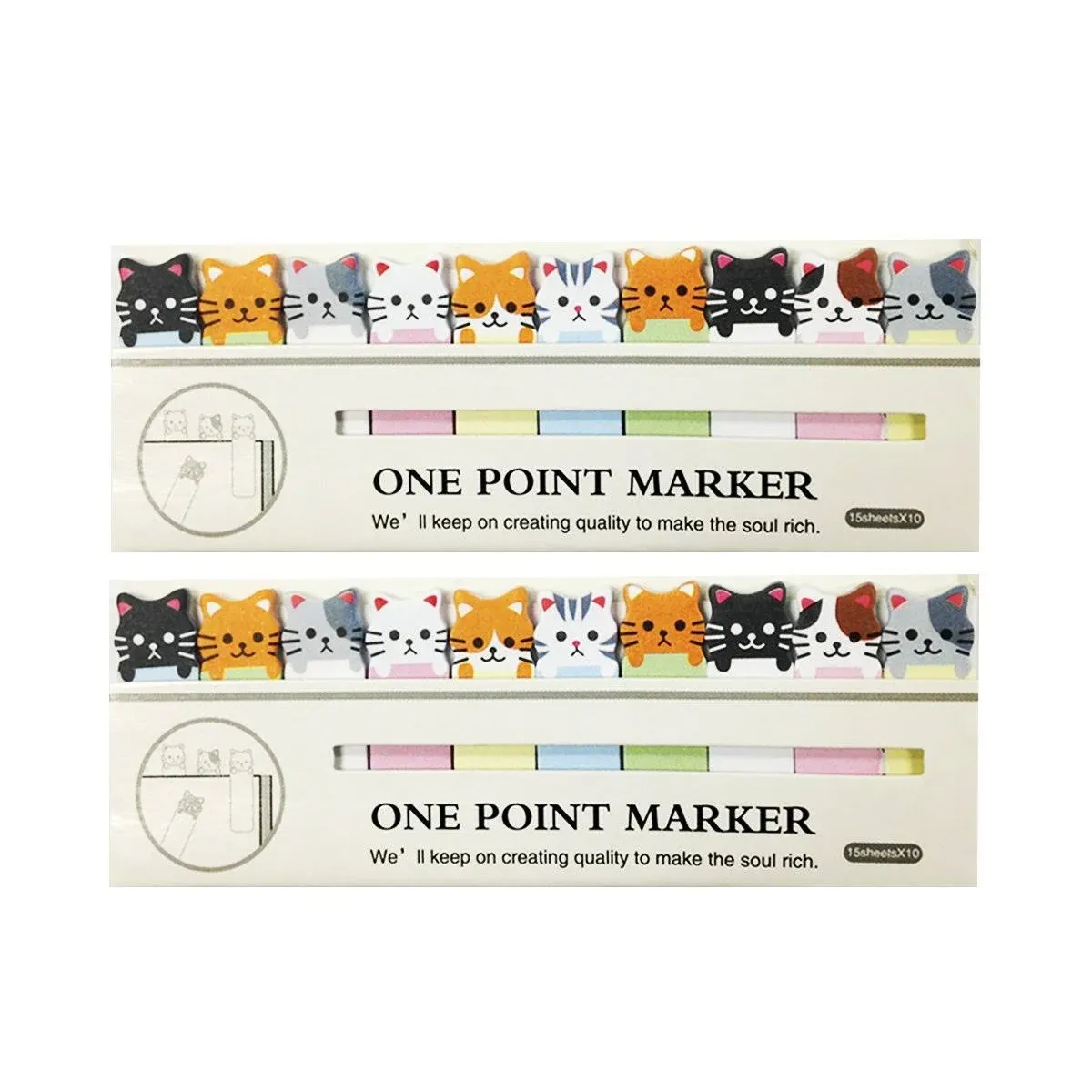 Wrapables Bookmark Flag Tab Sticky Notes (Set of 2) Kitties