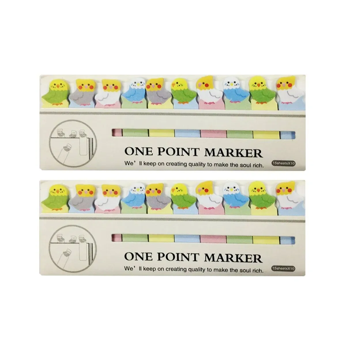 Wrapables Bookmark Flag Tab Sticky Notes, Parakeet, Set of 2