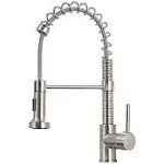 OWOFAN Kitchen Sink Faucet Solid Brass Single Handle Pull Out Sprayer Spring