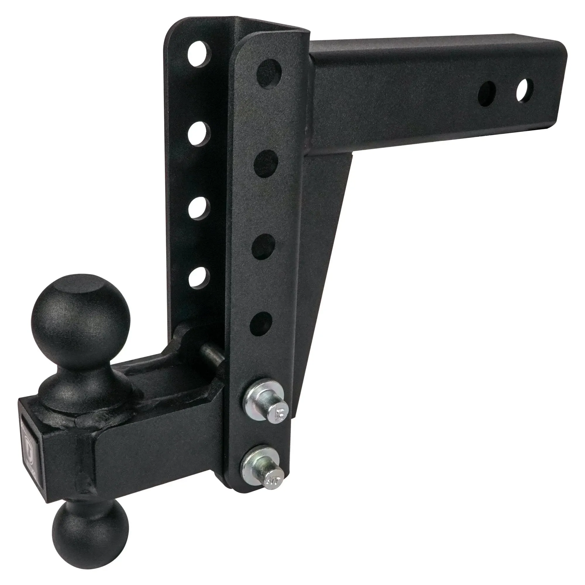 BulletProof Hitches - 2.5" Adjustable Medium Duty Trailer Hitch (14,000 lb. Rating) - 6" Drop/Rise Trailer Hitch with 2" & 2-5/16" Dual Ball - Powder Coat, Boxed Steel, Corrosion-Resistant