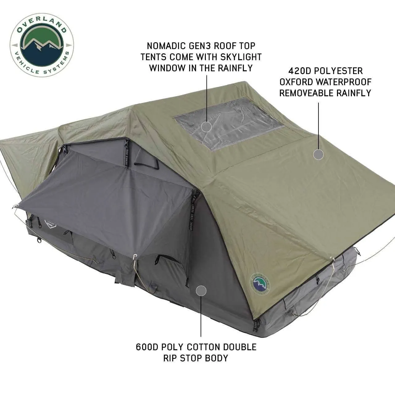 Nomadic 3 STANDARD ROOF Top Tent Overland Vehicle Systems