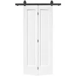 Calhome 36-in x 80-in Primed MDF Hollow Core Barn Door (Hardware Included) in White | 1100-2T+1P-36