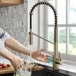 KRAUS Oletto Touchless Sensor Commercial Pull-Down Single Handle Kitchen Faucet with QuickDock Top Mount Assembly in Spot Free Stainless Steel