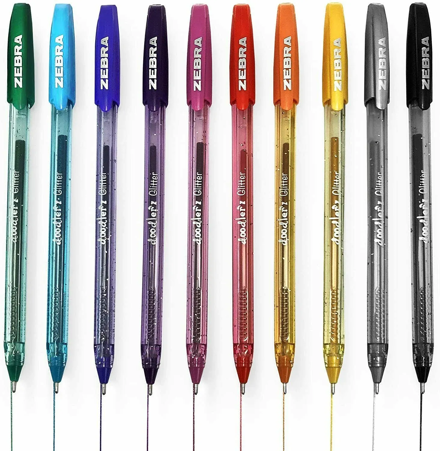 Zebra Z-Grip Glitter Pens - Doodler'z - 1.0mm - Assorted Glitter Colours - Pack of 10