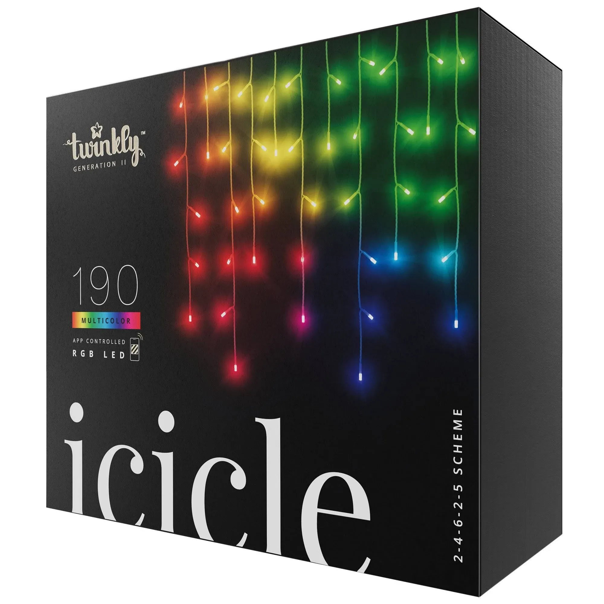 Twinkly Icicle App-Controlled Smart 190 Multicolor RGB LED Christmas Lights