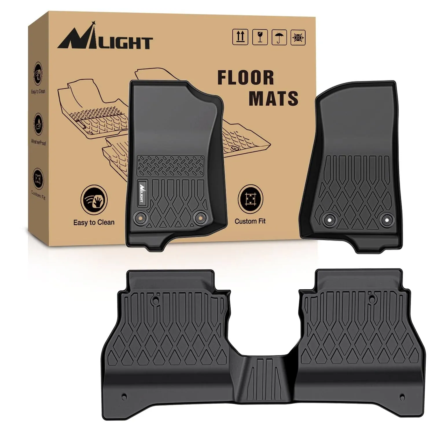 Nilight TPE Floor Mats for Jeep Gladiator JT 2020 2021 2022 2023,All Weather ...