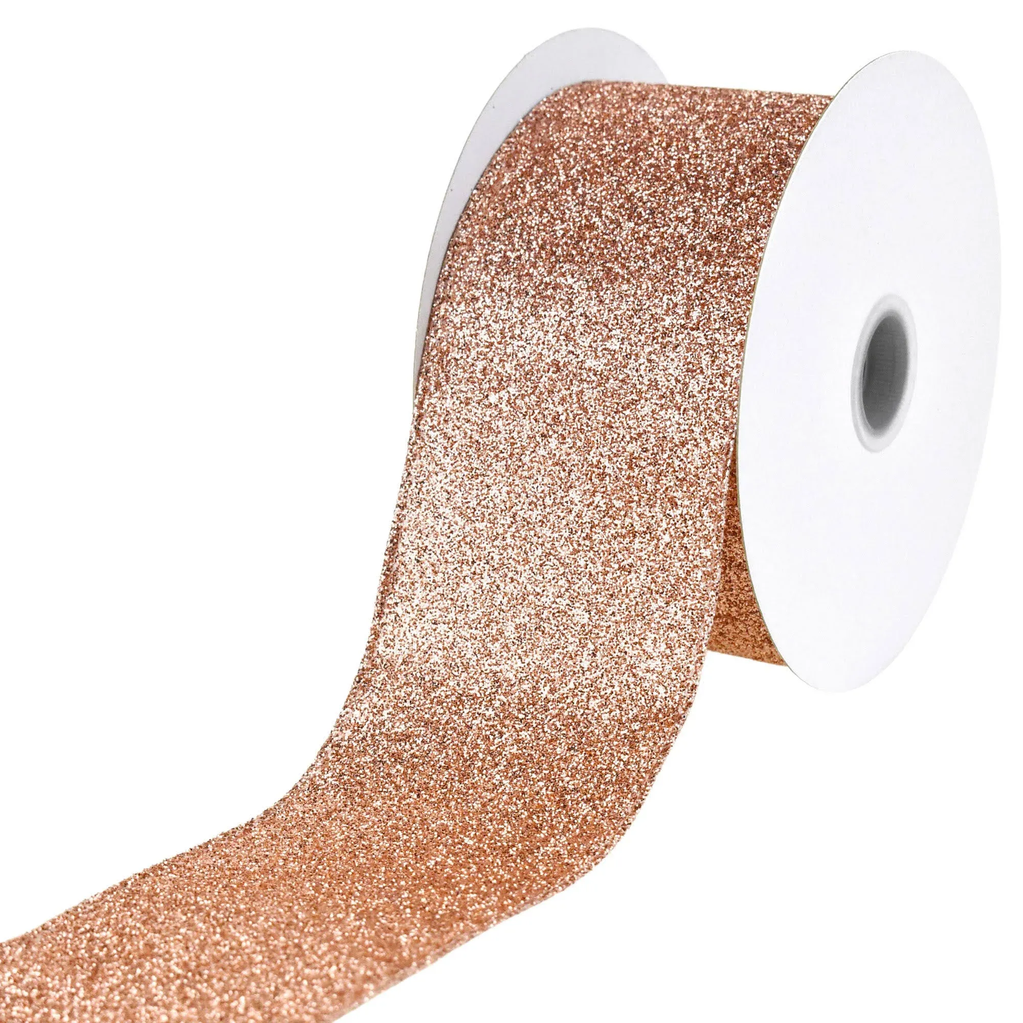 Homeford Rose Gold All Glitter Wired Ribbon, 2-1/2-Inch, 10-Yard