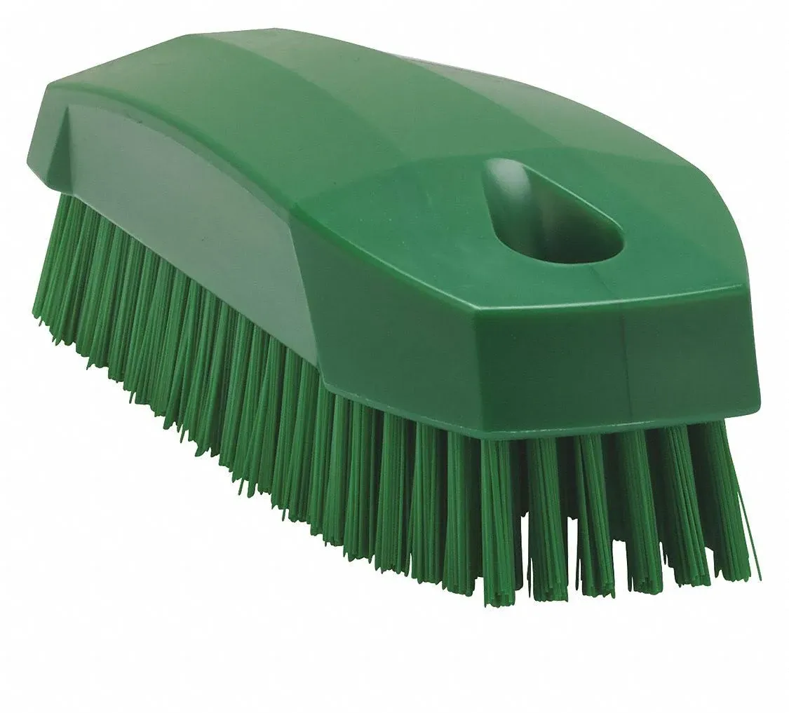 Vikan 64402 5 1/8&quot; Green Hand / Nail Brush with Stiff Bristles