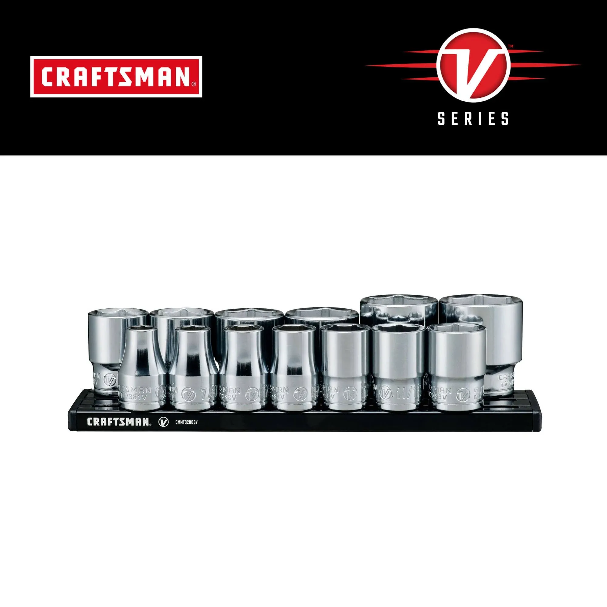 Craftsman V-Series 1/2 in. Drive SAE 6 Point Socket Set 13 PC