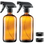 Glass Spray Bottles Amber 2 Pack 16 Oz Refillable Glass Sprayer Container wit...