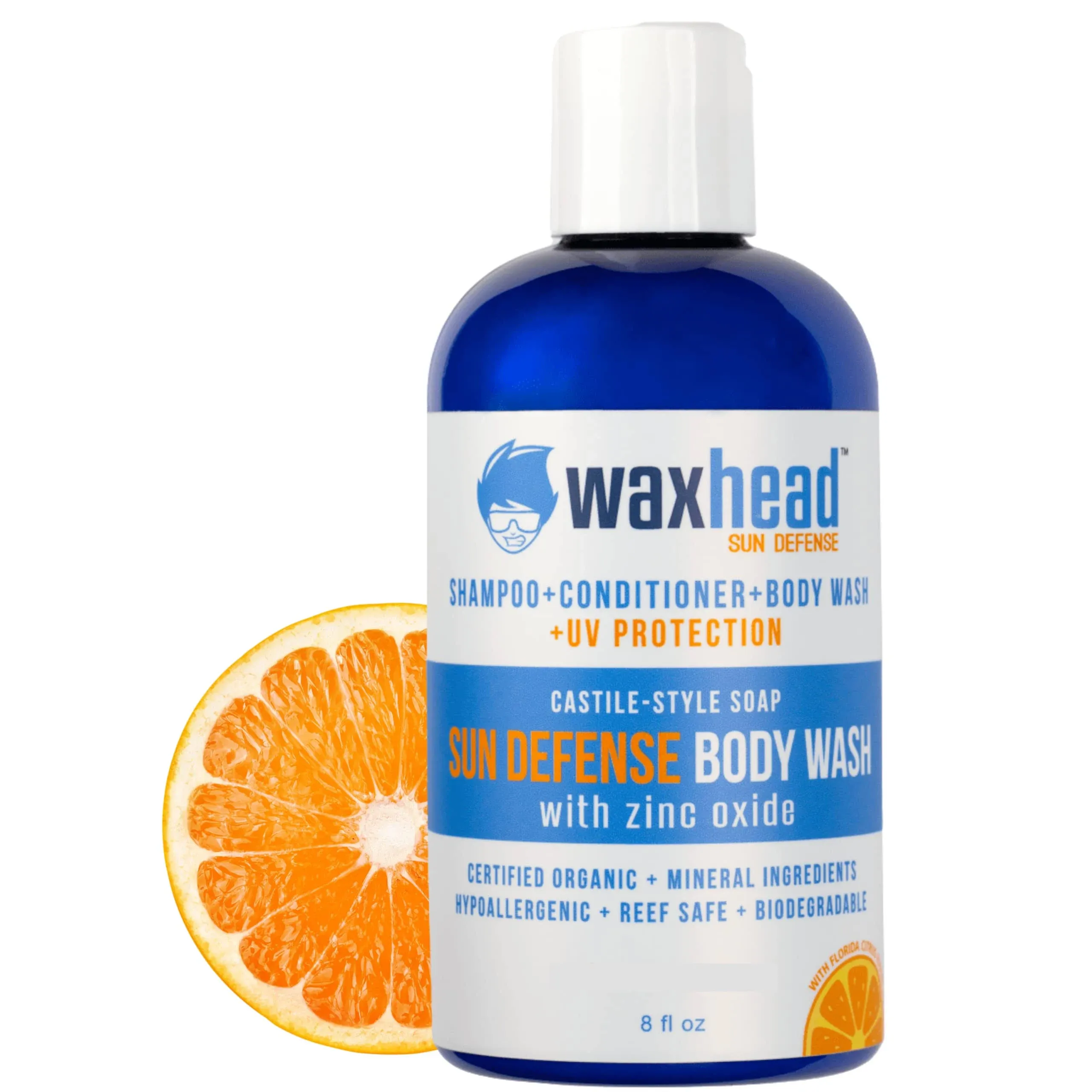 Waxhead Zinc Soap - Scalp Sunscreen for Scalp and Hair, Antifungal Soap, Antifungal Body Wash, Zinc Face Wash, Zinc Body Wash (8oz)