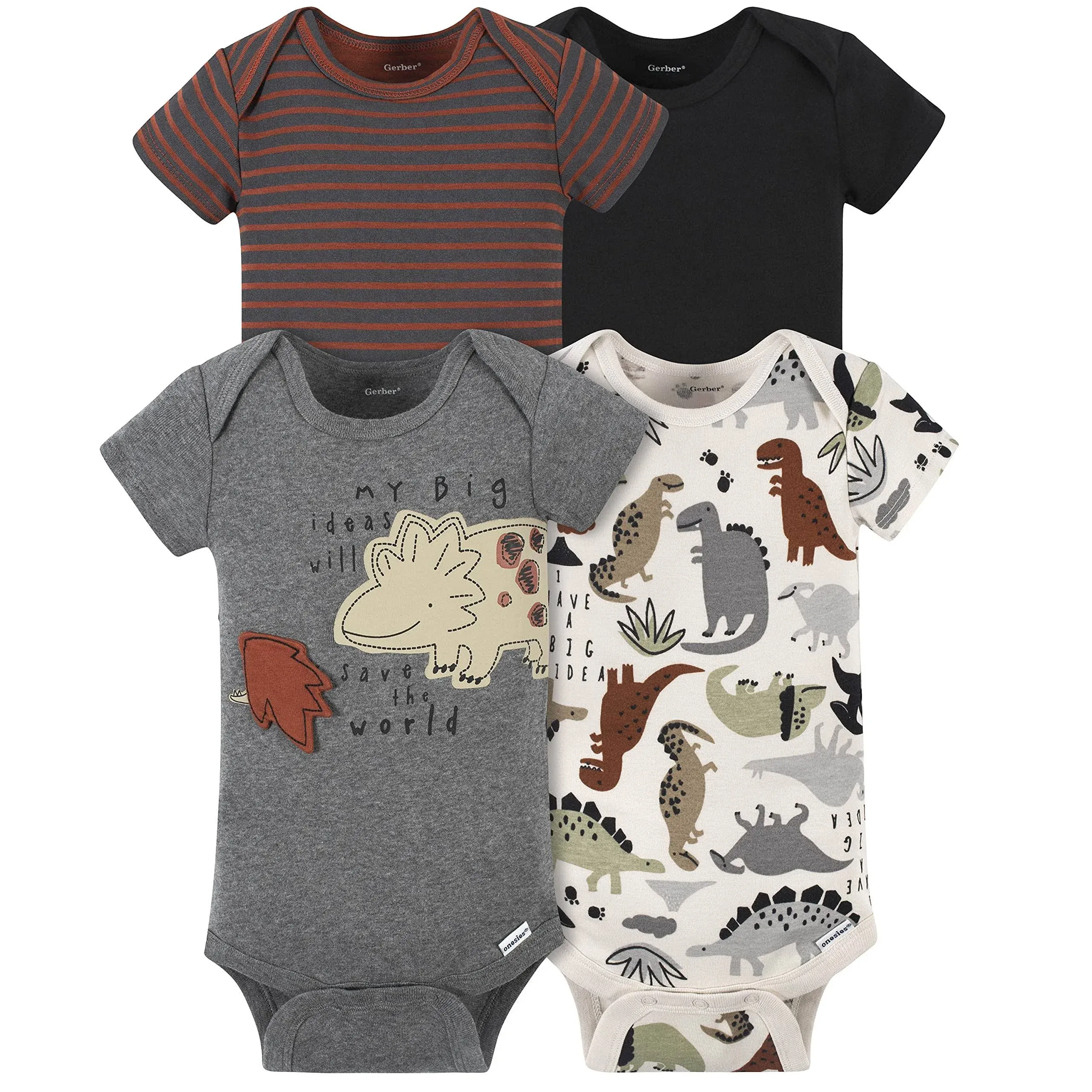 Gerber Baby Boys 4-Pack Short Sleeve Onesies Bodysuits