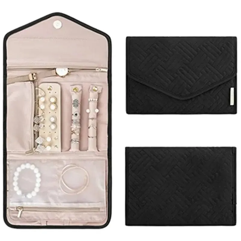 Travel Jewelry Organizer Roll Foldable Jewelry Case for Journey-Rings, Necklaces