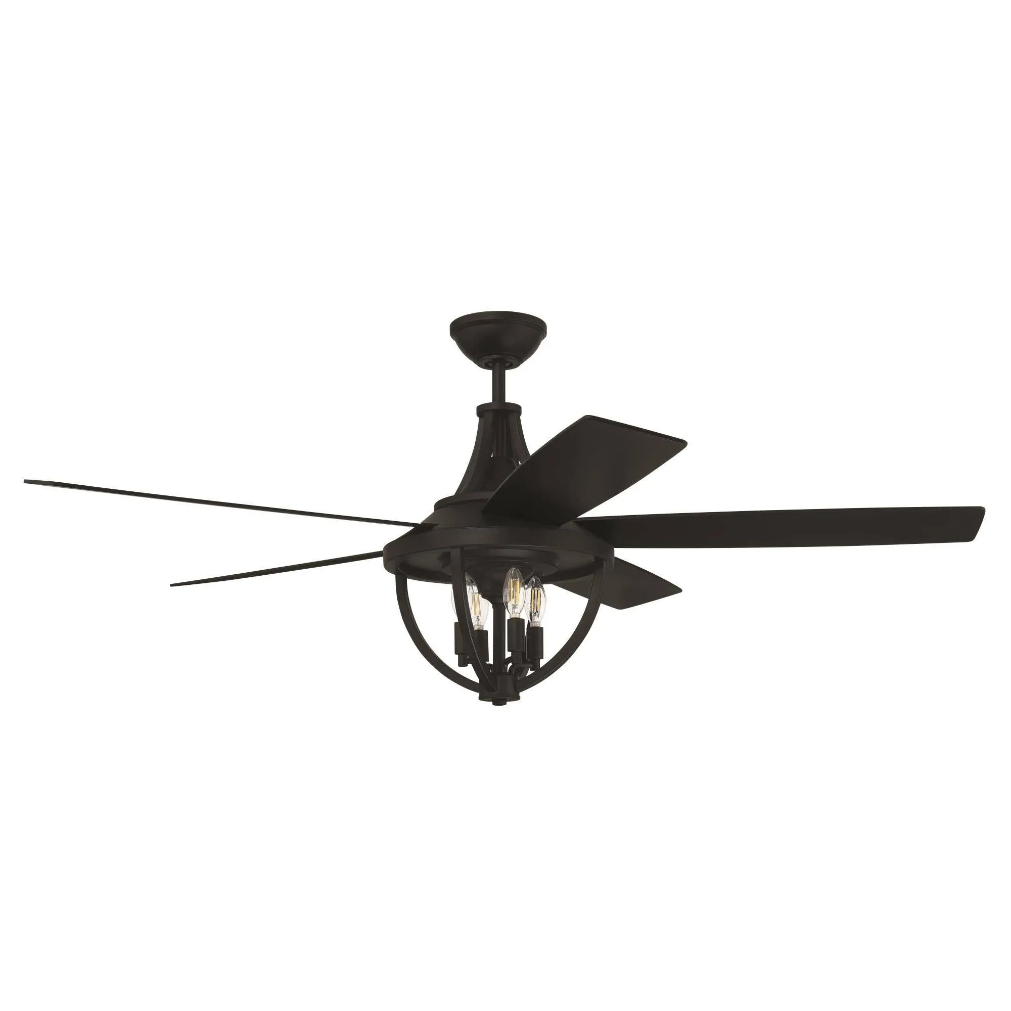 Craftmade NSH56FB5 Nash Dual Mount 56" Outdoor/Indoor Ceiling Fan with LED Light Kit and Remote & Wall Controls, 5 Reversible Flat Black/Greywood Blades, Flat Black