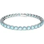 Matrix Tennis bracelet, Round cut, Blue, Rhodium plated