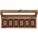 SONGMICS Watch Box, 6-Slot Watch Case, Solid Wood Watch Box Organizer with Glass Lid, Watch Display Case with Removable Pillows, Gift for Loved Ones, Rustic Walnut UJOW006K01