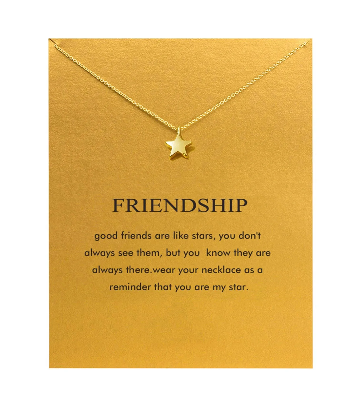 Baydurcan Friendship Star Necklace with Message Card Gift Card (Gold Star)