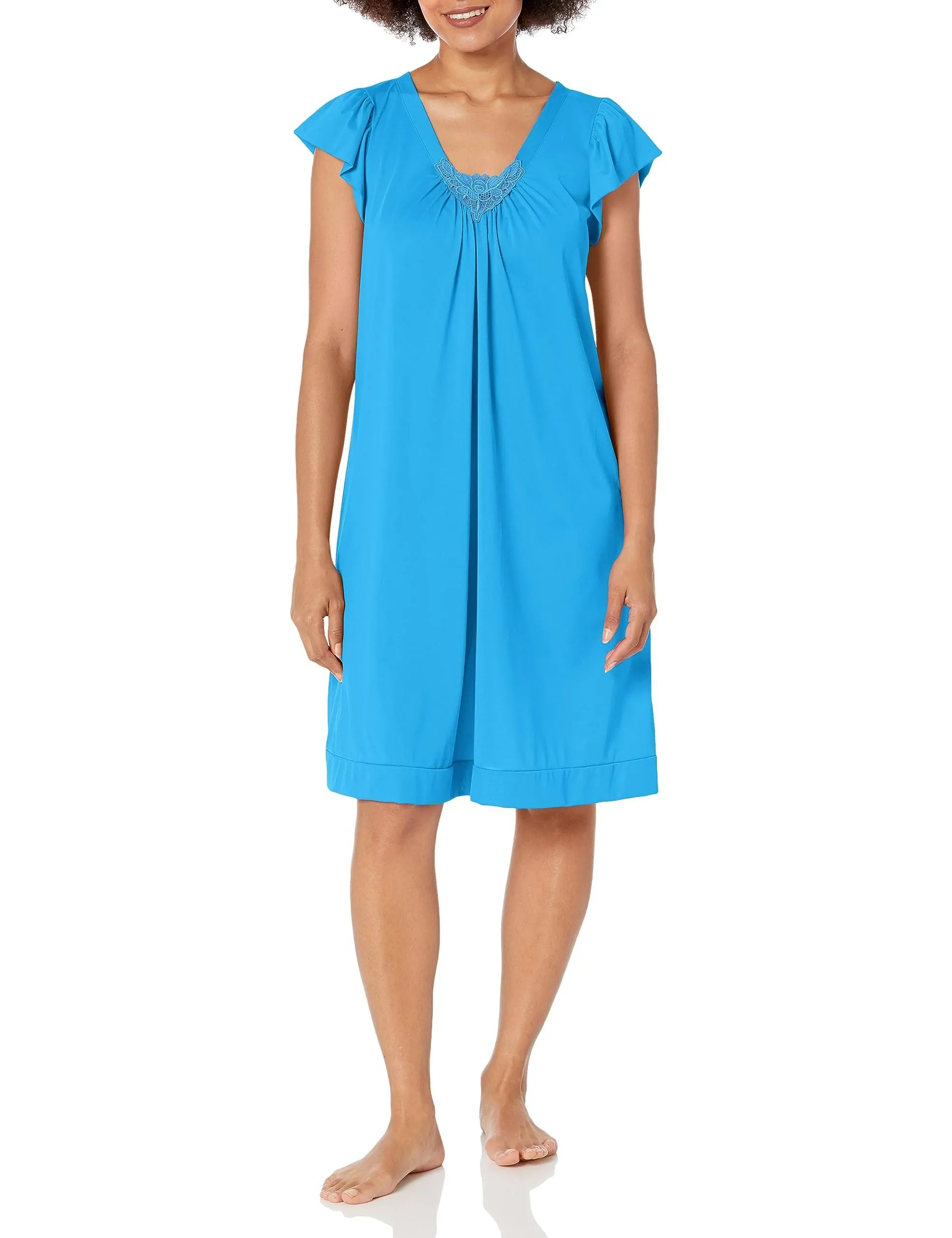 Women's Shadowline 36510 Cherish 38 inch Cap Sleeve Nightgown, Size: Small, Blue