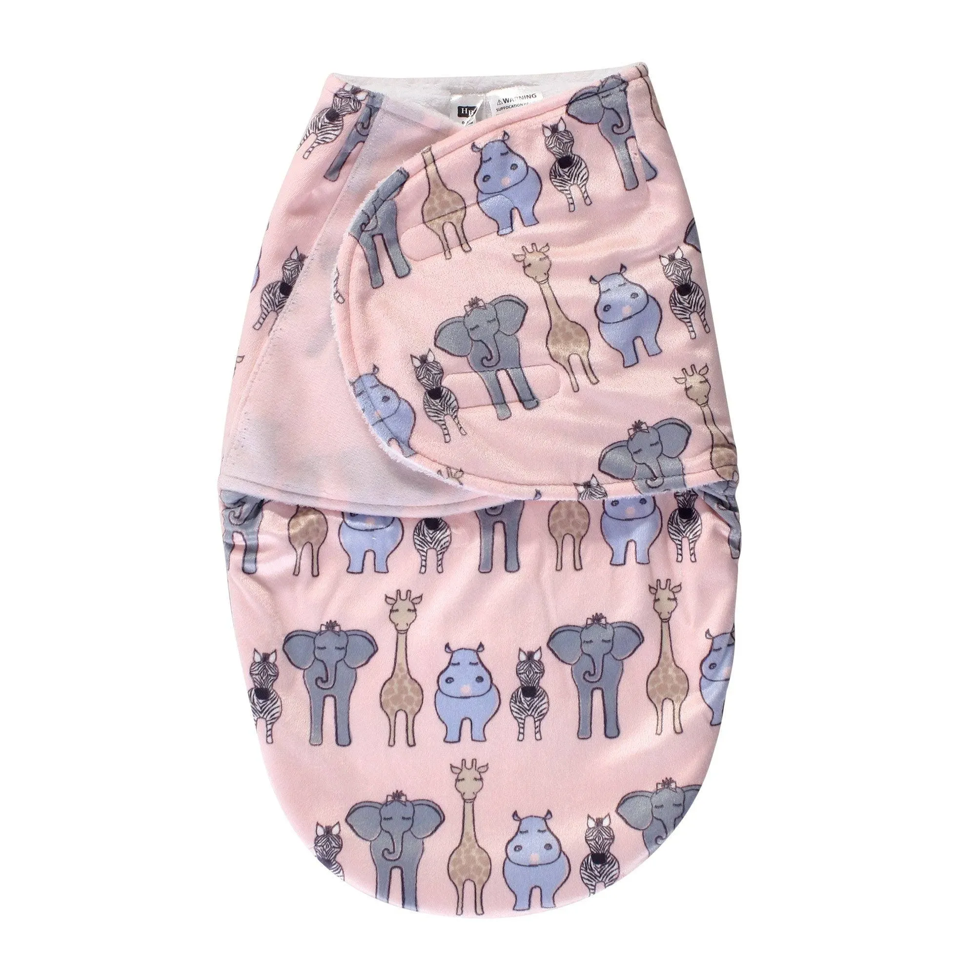 Hudson Baby Plush Swaddle Wrap Pink Safari / 0-3 Months